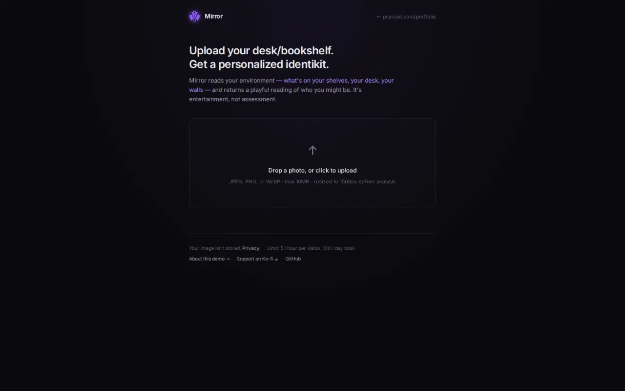 Mirror · upload screen