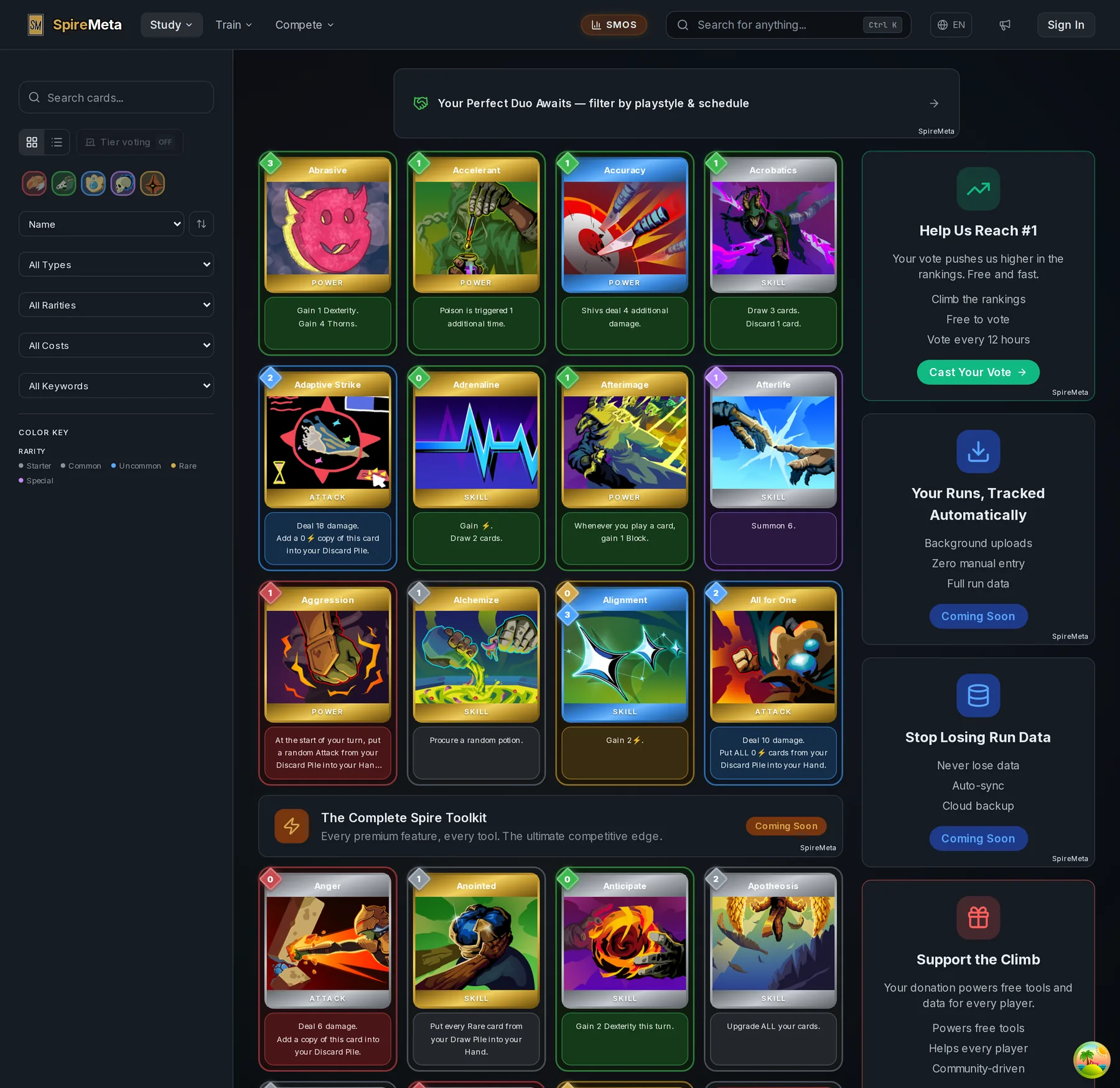SpireMeta · cards database