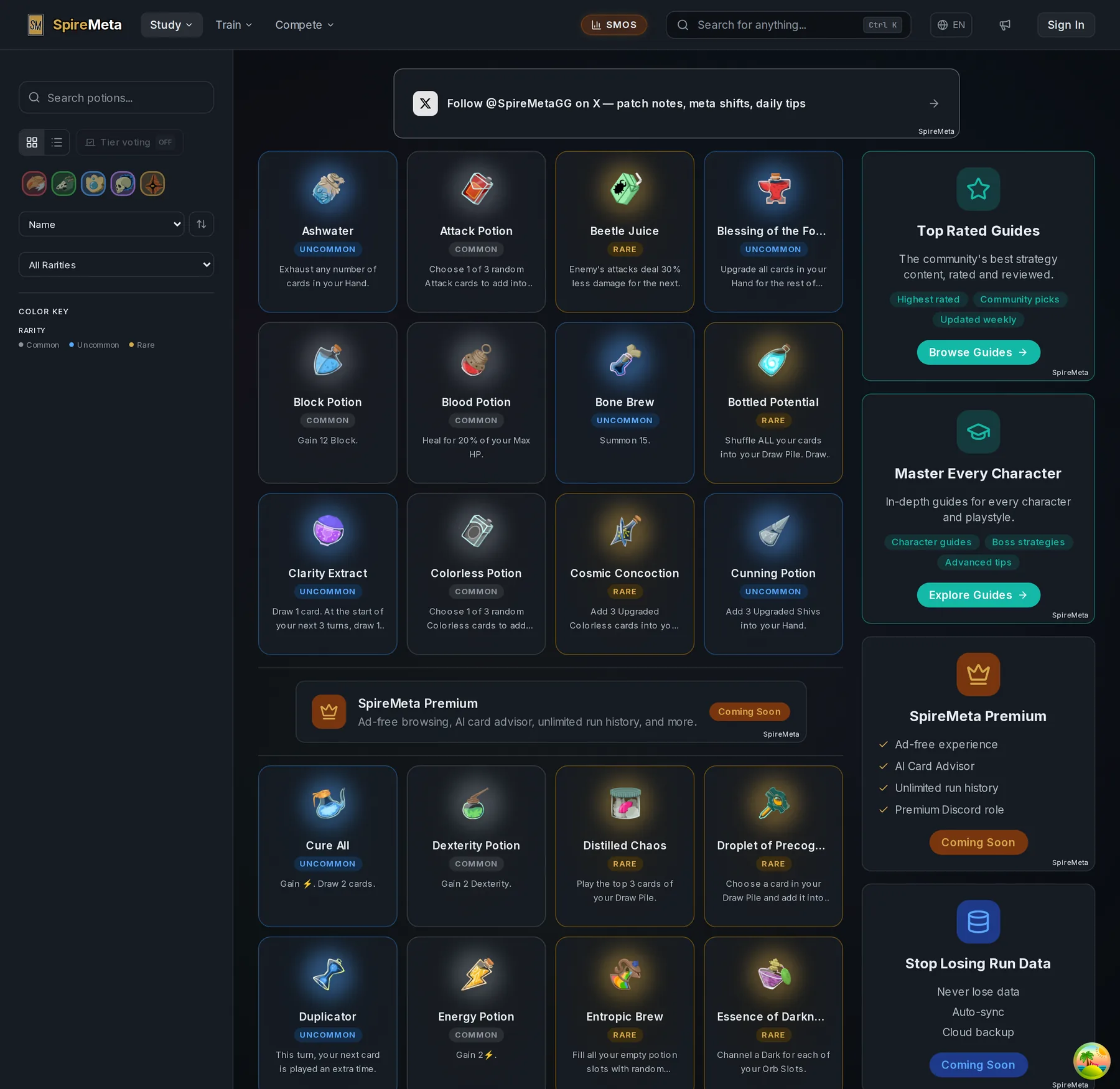 SpireMeta · potions database